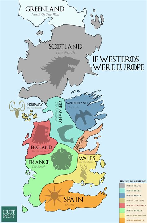 Map of the Seven Kingdoms Game of Thrones
